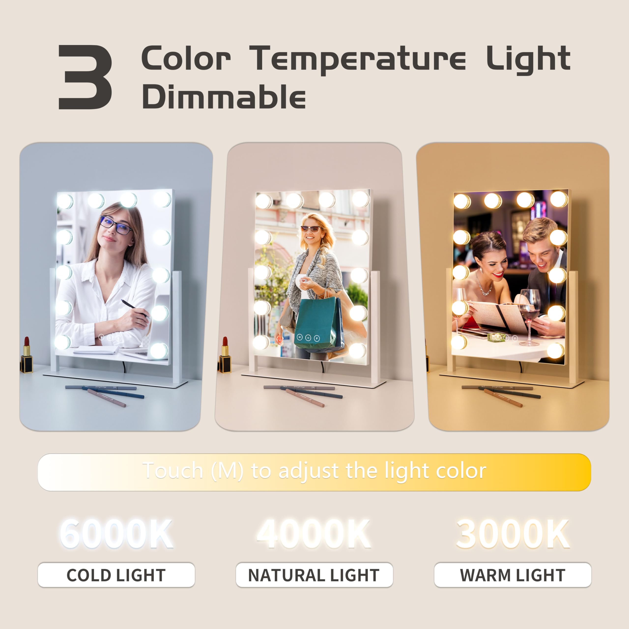Kotdning vanity mirror detachable 10x magnifier for precise makeup details