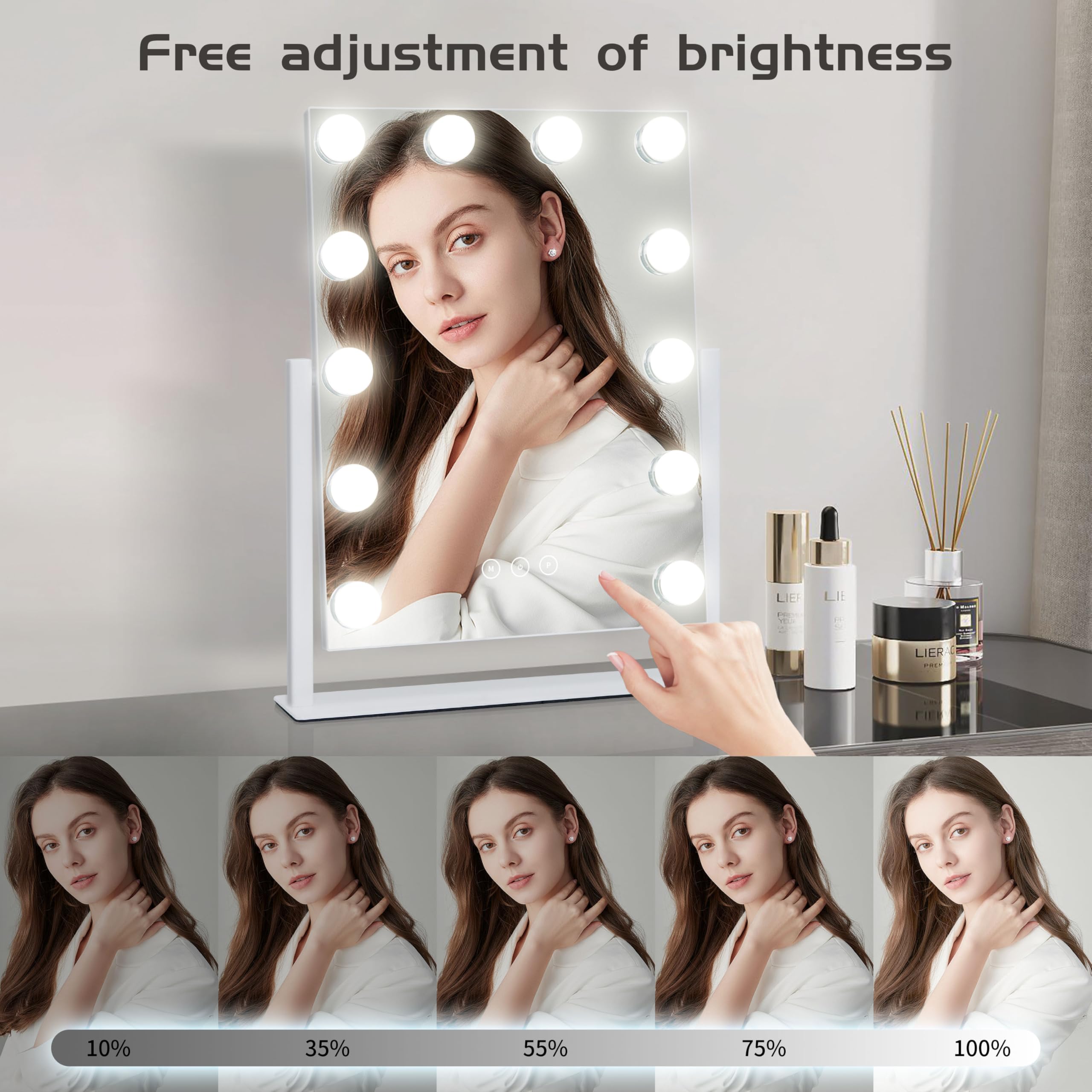 Kotdning vanity mirror touch control and memory recalls last brightness