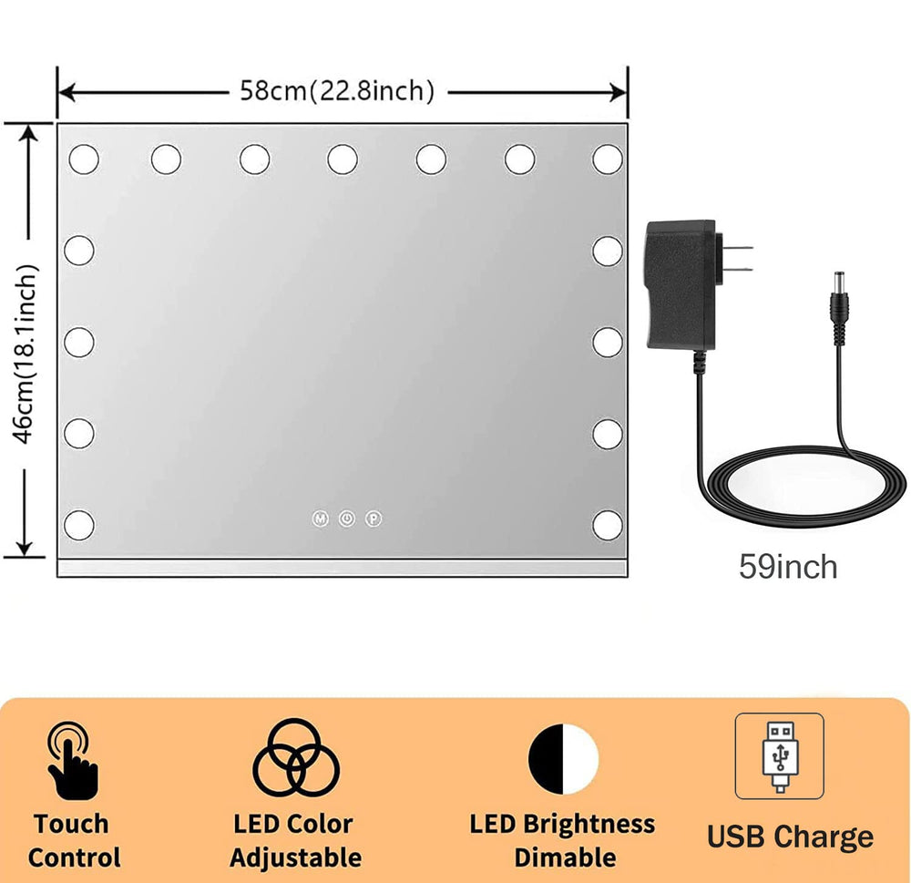 Kottova vanity mirror USB charging port keeps devices powered during makeup sessions.