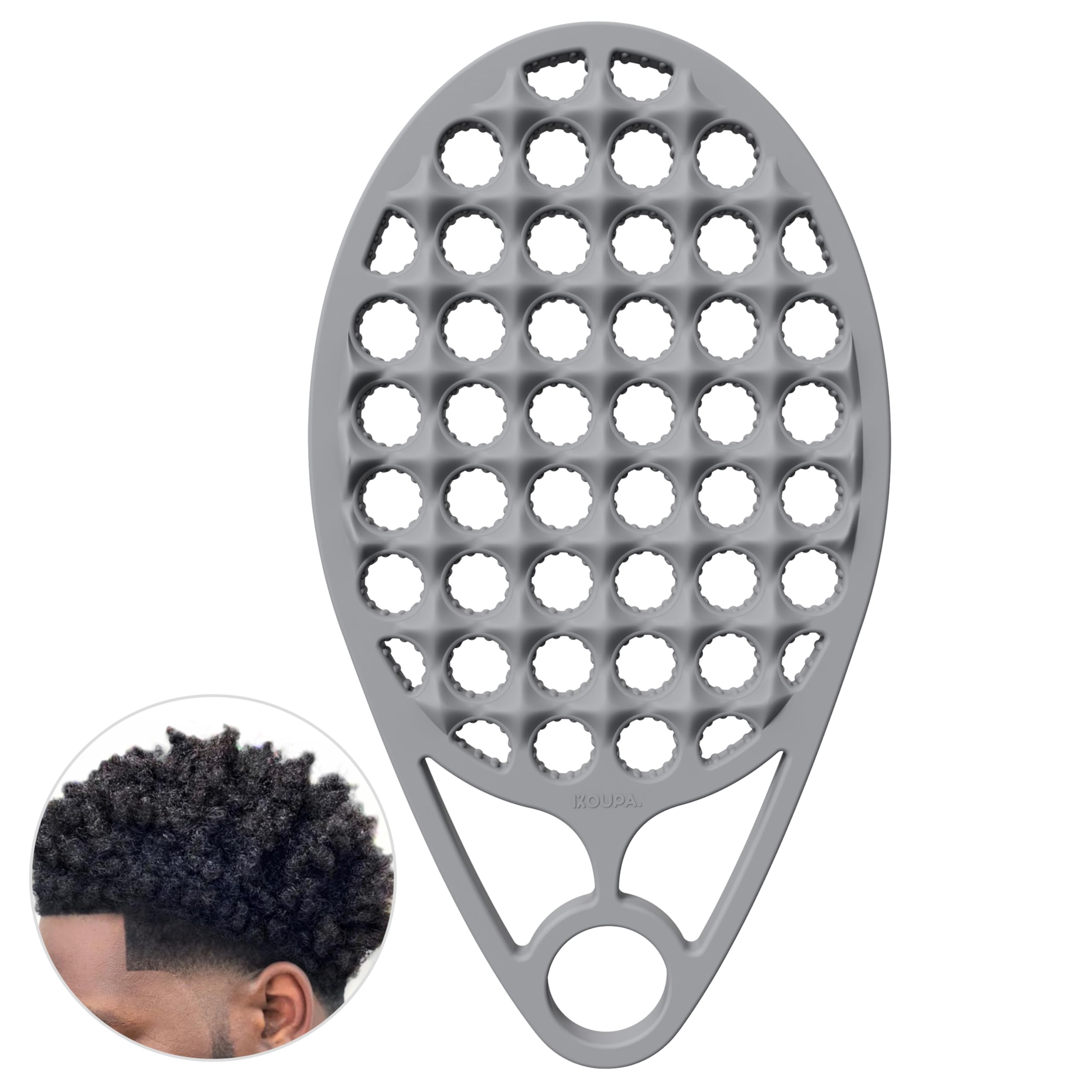 KOUPA Magic silicone curly brush close-up shows one-piece design for effortless styling