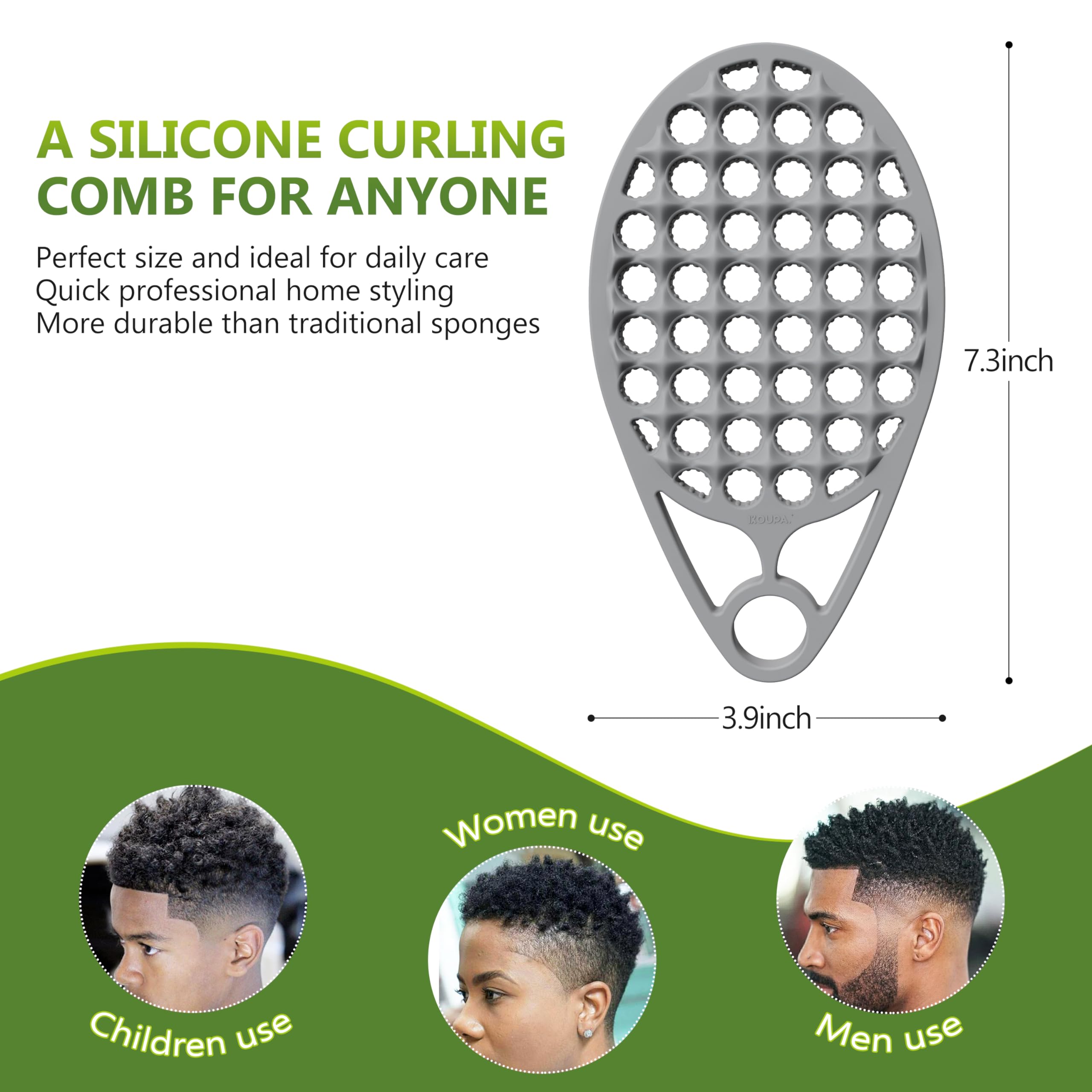 KOUPA Magic silicone curly brush spiral cavity feature highlighted in action for even curls