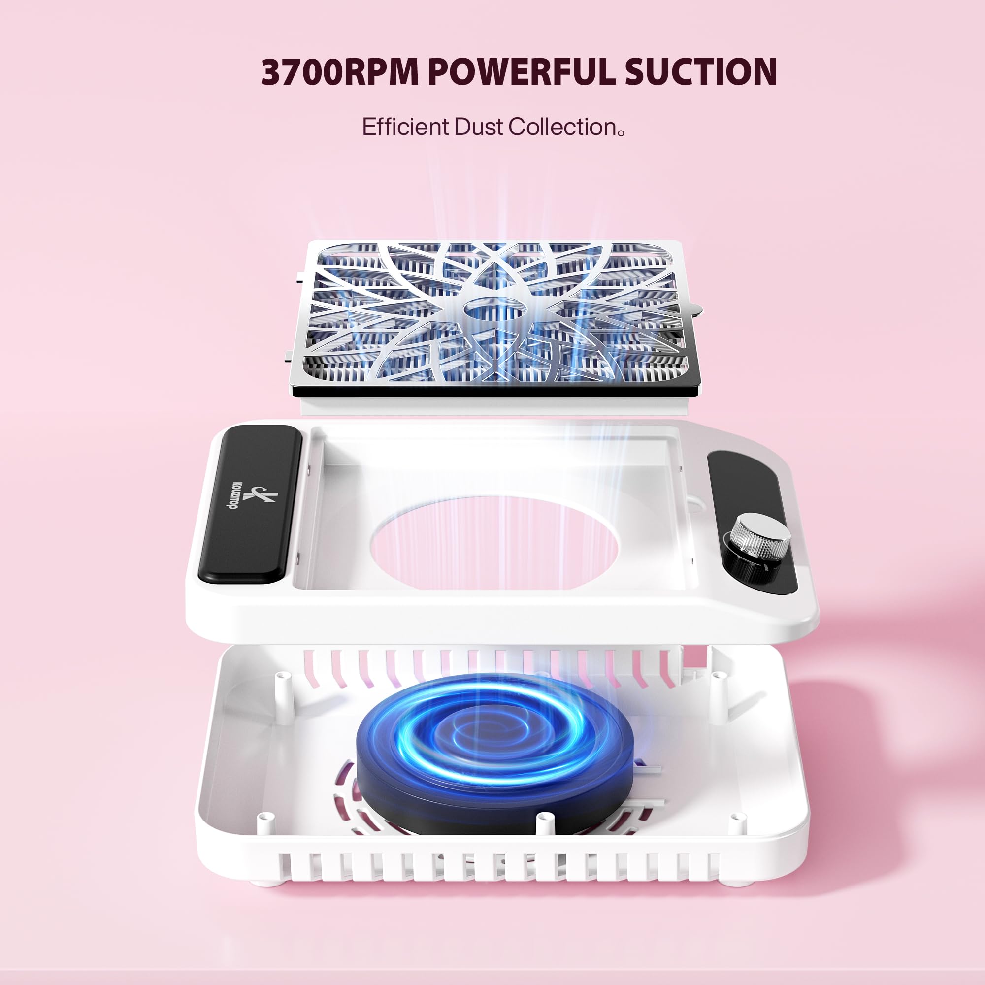 Kouzitop Nail Dust Collector magnetic filter removal for quick cleanup