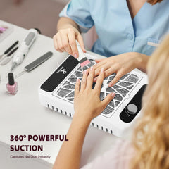 Kouzitop Nail Dust Collector quiet operation demonstrating a calm salon or home setup