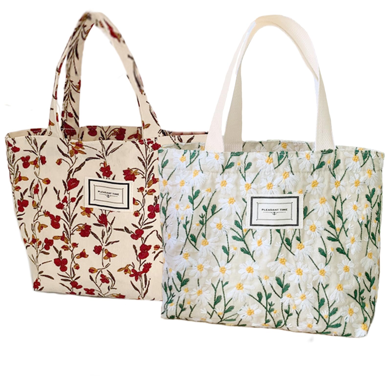Kovewon daisy tote canvas front view for everyday carry and durable style.