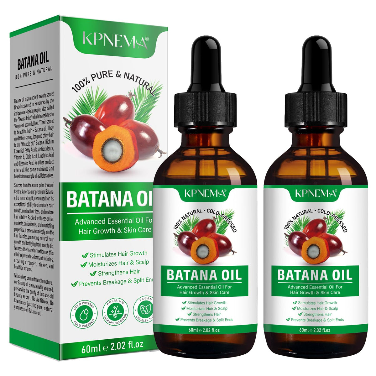 KPNEMA Batana oil bottle – easy application for nourishing hair and skin hydration