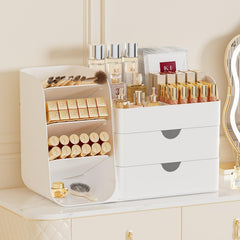 KQJS Makeup Organizer all-white drawers offer quick access for daily vanity routines.