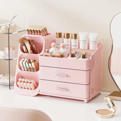 KQJS makeup organizer front view shows clear drawers for quick access and organization.
