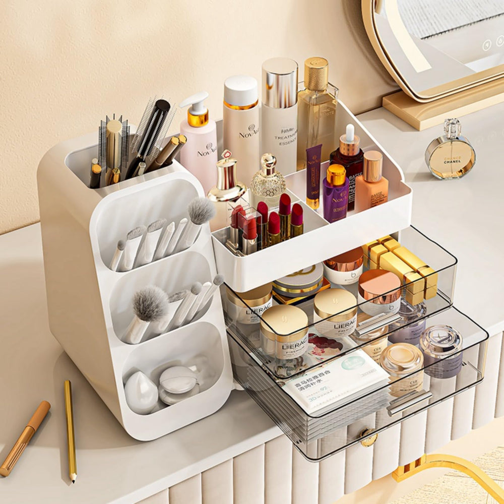 KQJS makeup organizer office supplies use shows versatility beyond cosmetics.