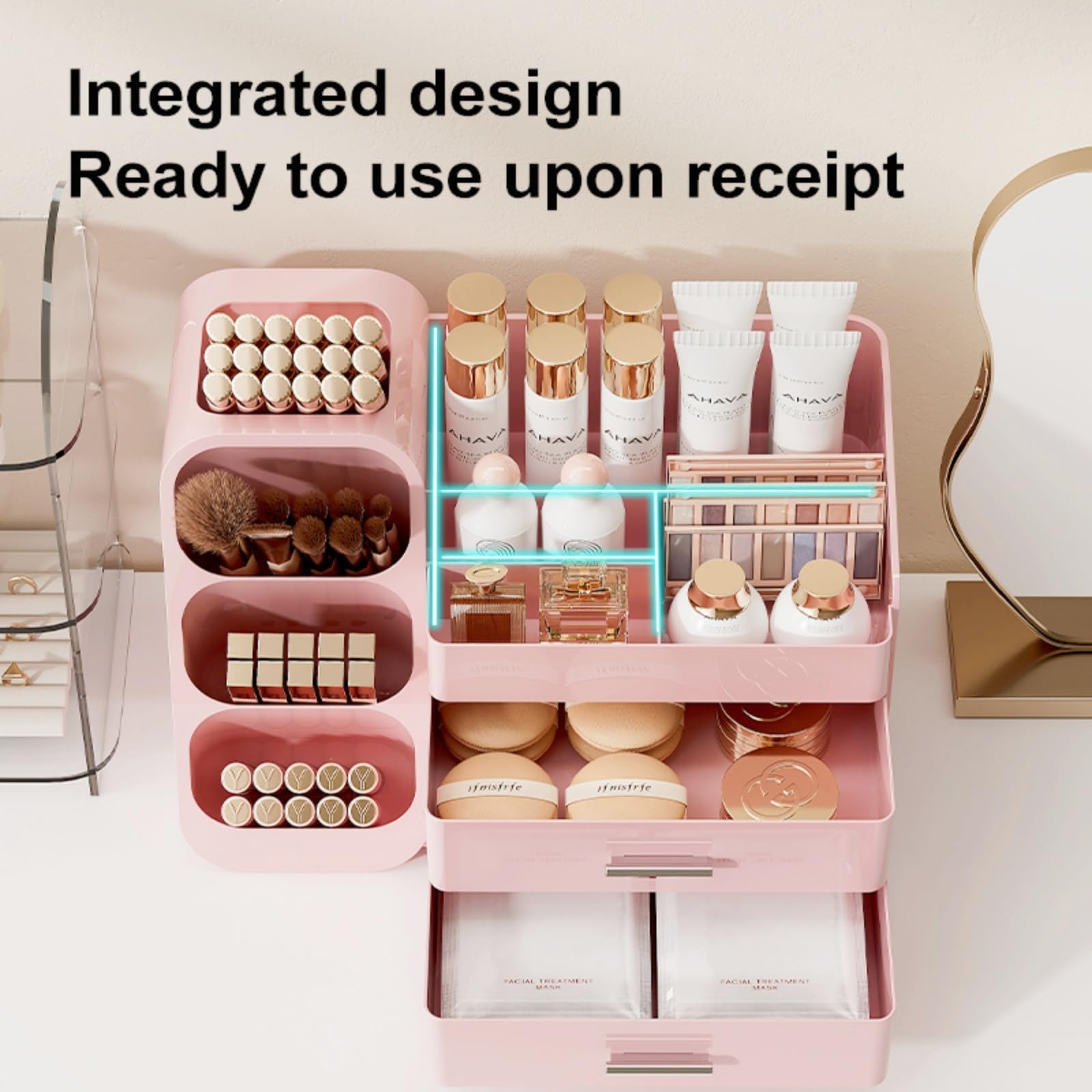 KQJS makeup organizer waterproof design is easy to clean after daily use.