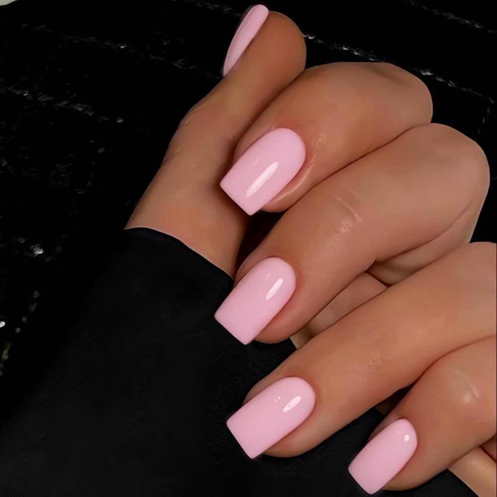 KQueenest baby pink press on nails with a glossy finish for a chic look