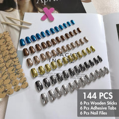 KQueenest chrome press on nails adhesive tabs enable quick wear