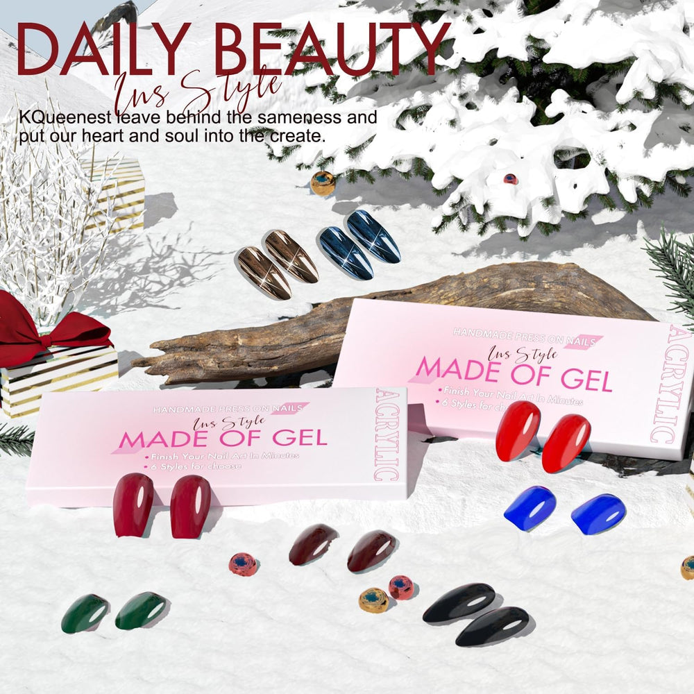 KQueenest chrome press on nails natural-looking on nails look