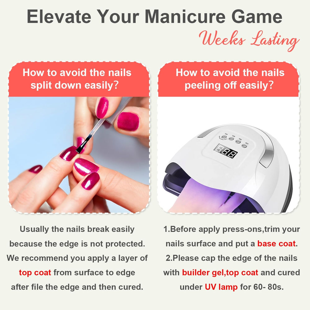 KQueenest easy-application press-on nails in short square for quick glam