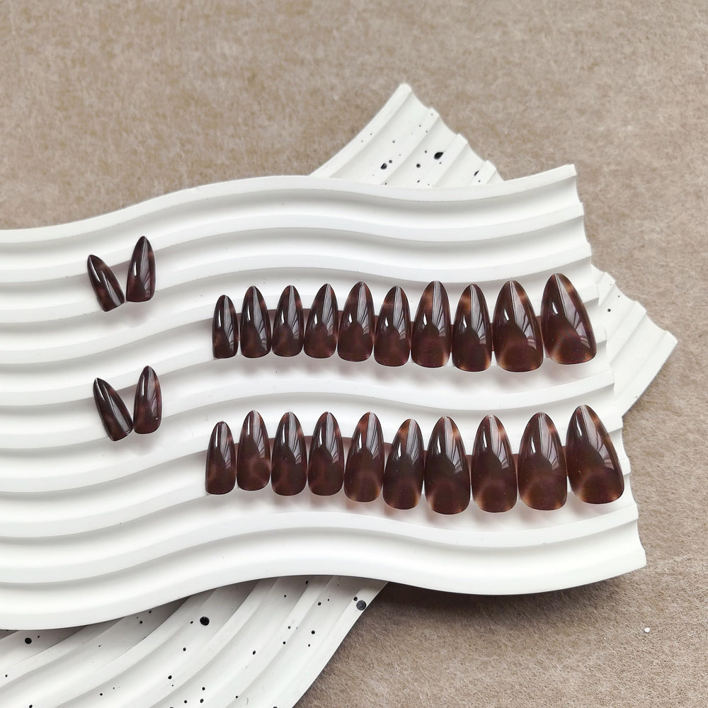 KQueenest soft gel nails brown shine durable color resists chipping
