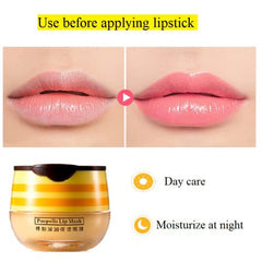 Krajiyya lip balm honey-pot texture closeup highlights rich moisture and silky feel.