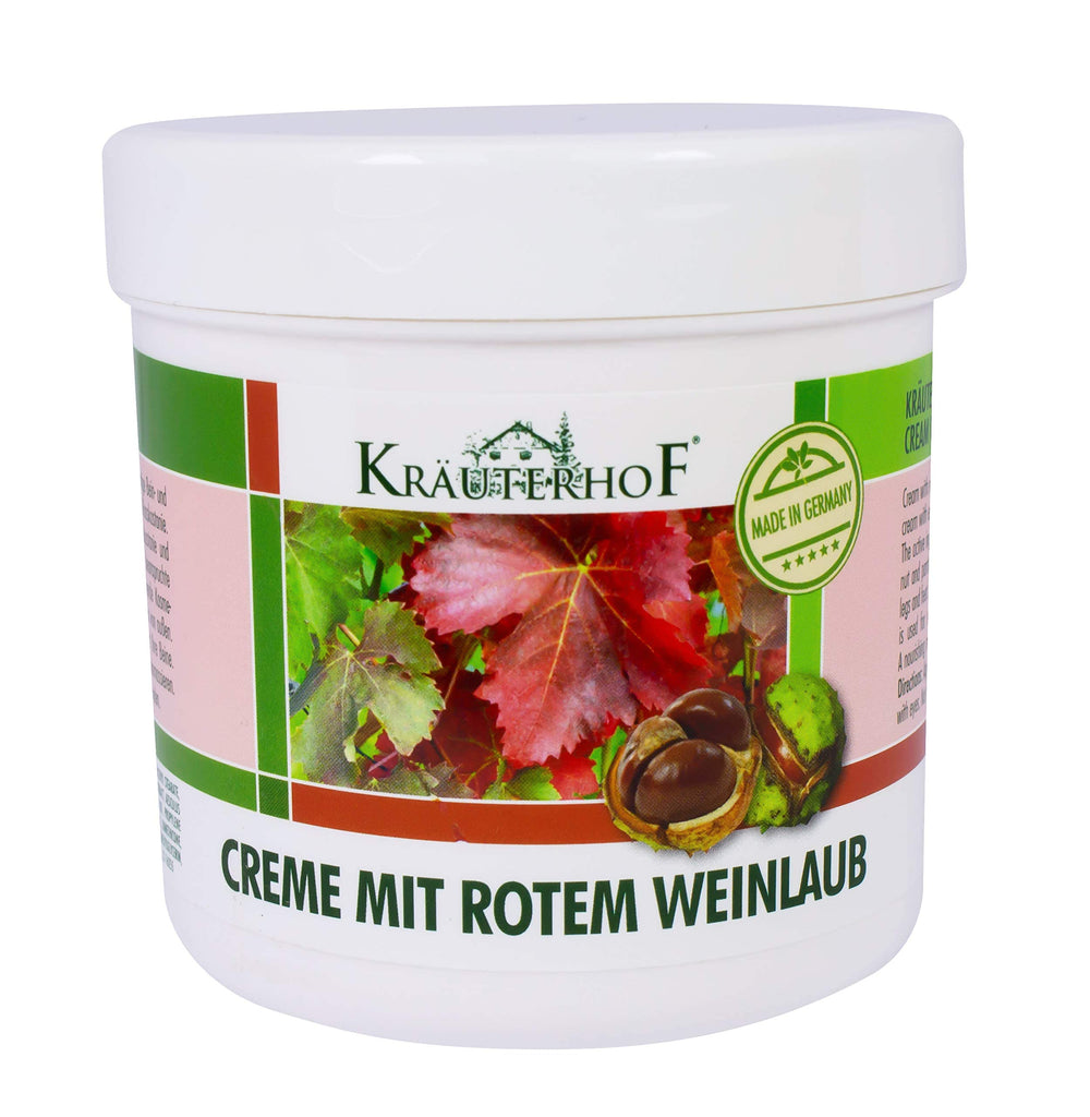 Close-up of natural horse chestnut and red vine extracts in Krauterhof cream