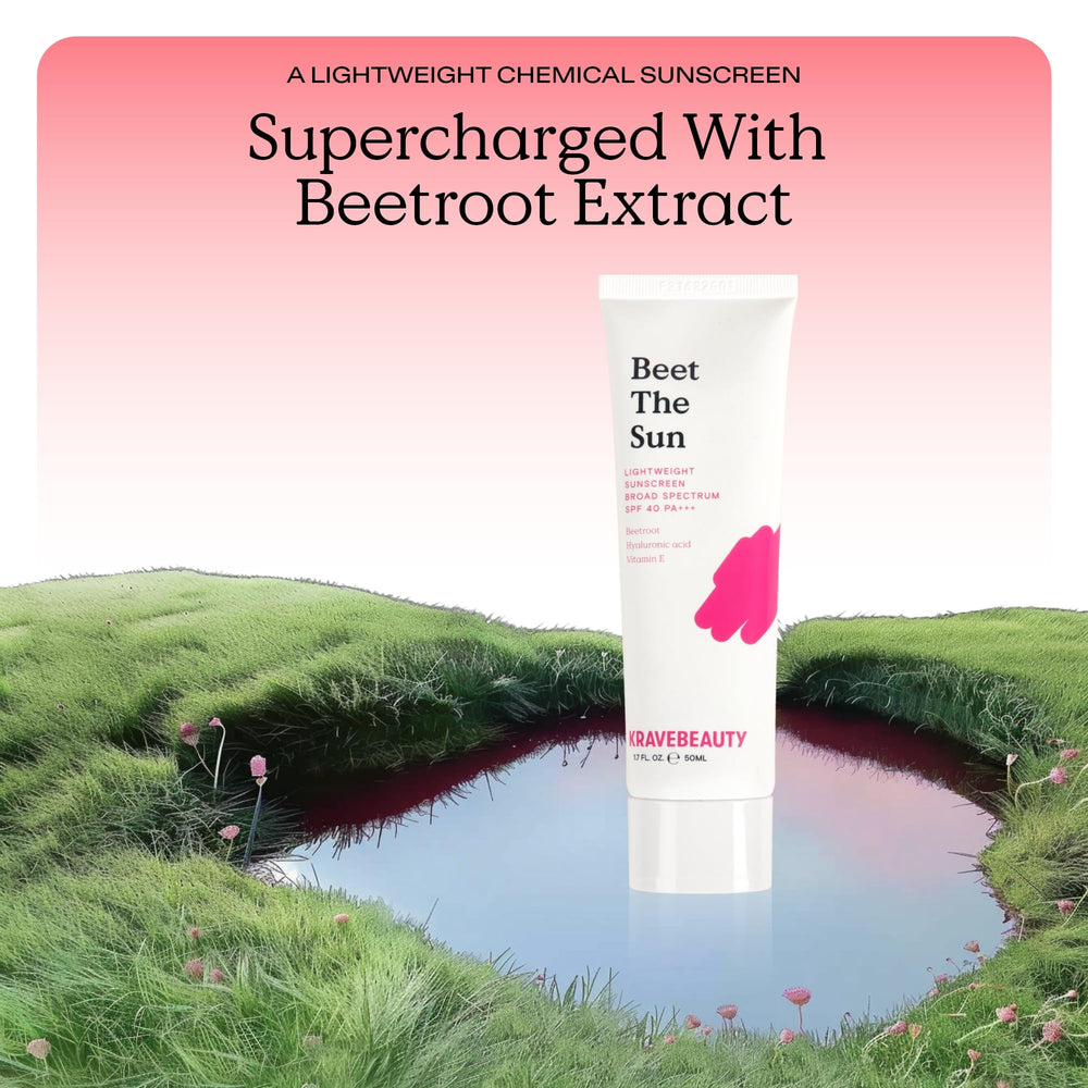 KraveBeauty Beet The Sun SPF 40 Duo bottles side-by-side for a simple daily routine
