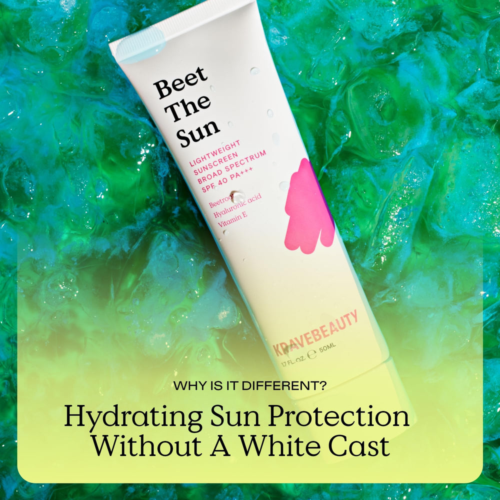 KraveBeauty Beet The Sun SPF 40 being applied to face and neck for seamless coverage
