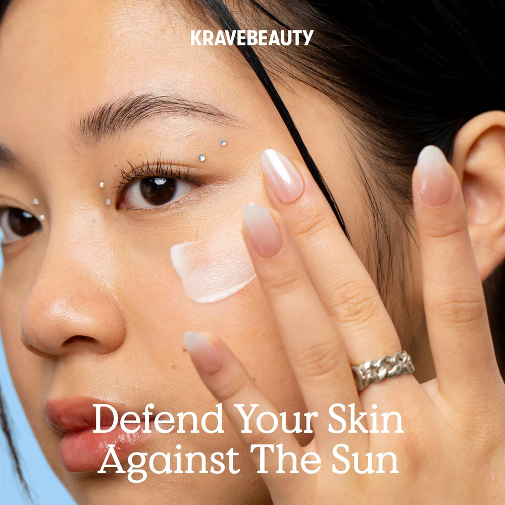 KraveBeauty Beet The Sun SPF 40 bottle reveals a lightweight, non-greasy texture