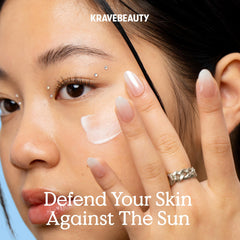 KraveBeauty Beet The Sun SPF 40 bottle reveals a lightweight, non-greasy texture