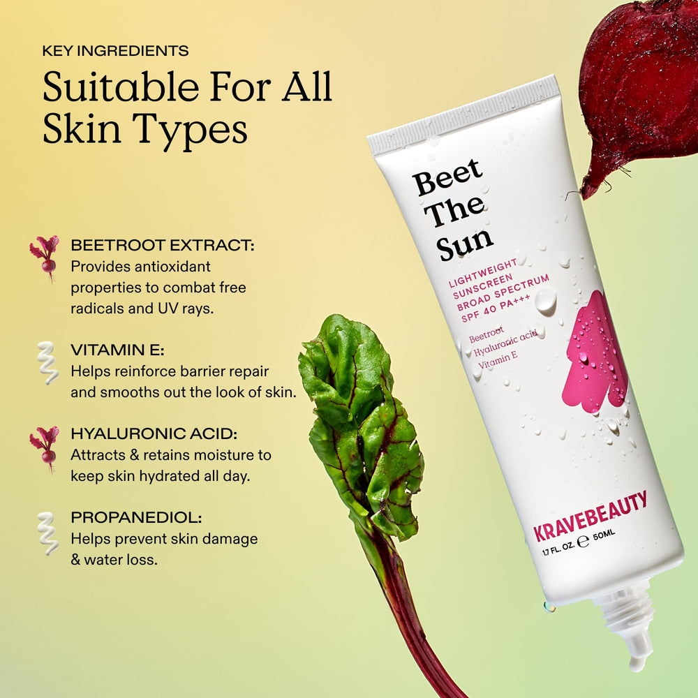 KraveBeauty Beet The Sun SPF 40 Duo offers a universal formula for all skin tones