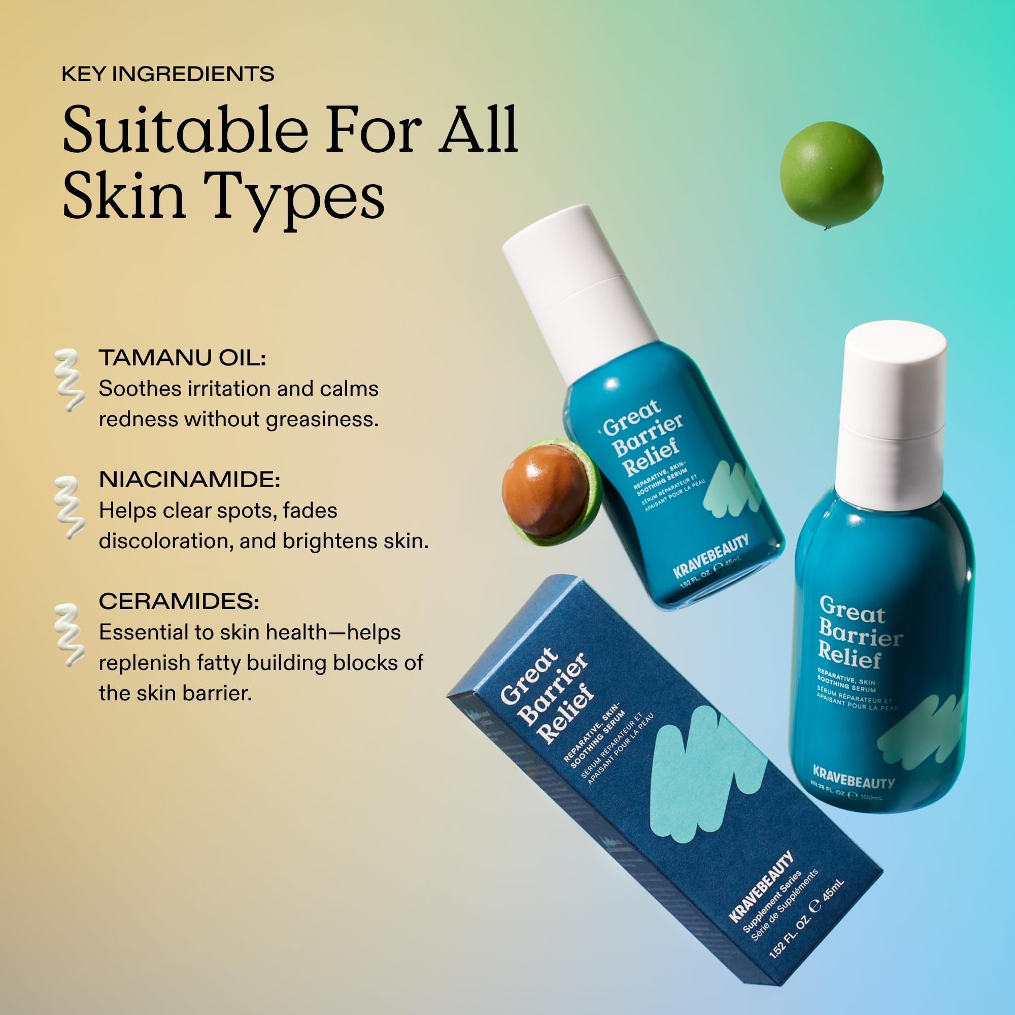 KraveBeauty Jumbo Great Barrier Relief Serum vegan cruelty-free badge signals ethical skincare