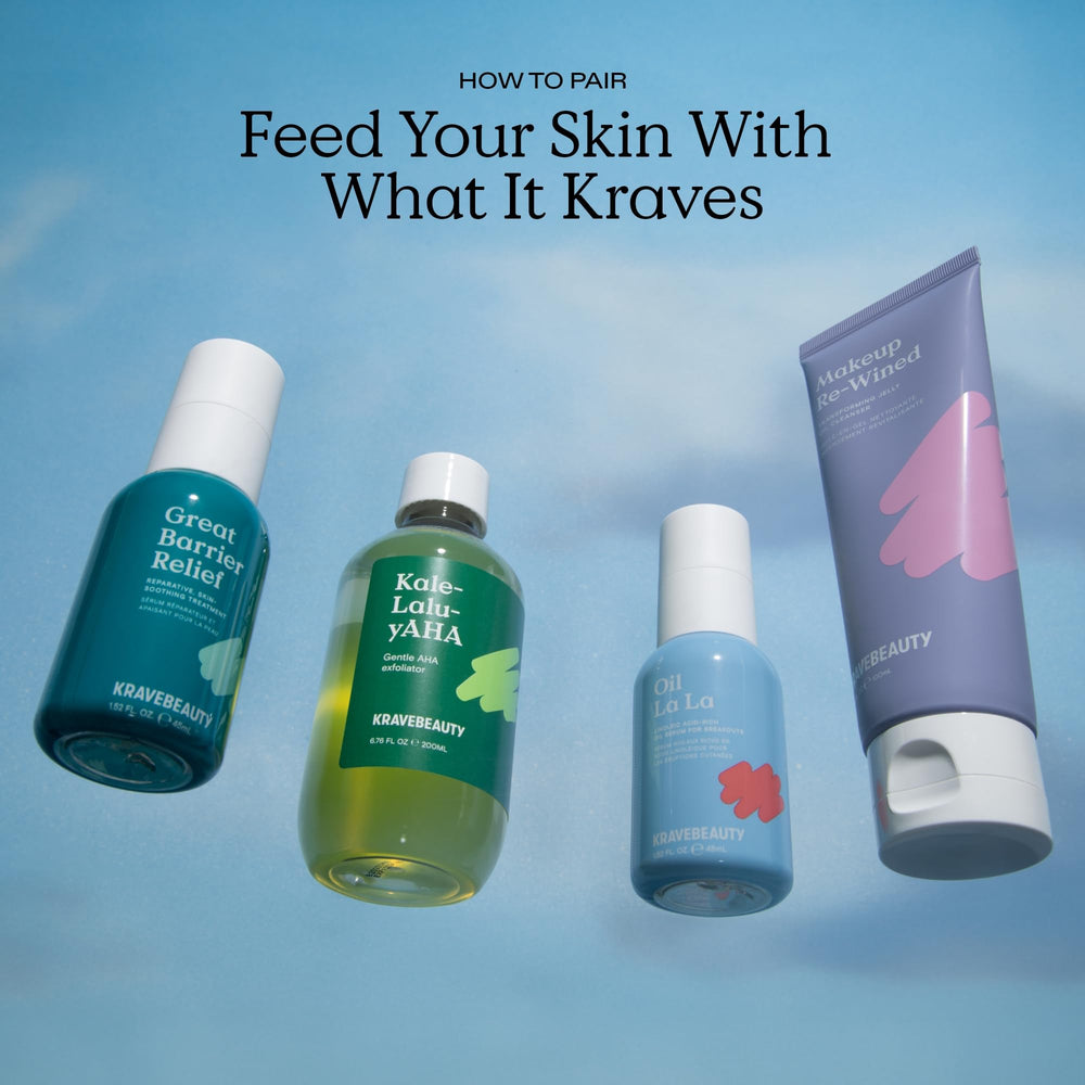 KraveBeauty Kale-Lalu-yAHA ingredient-sample closeup highlights glycolic and hyaluronic acids.