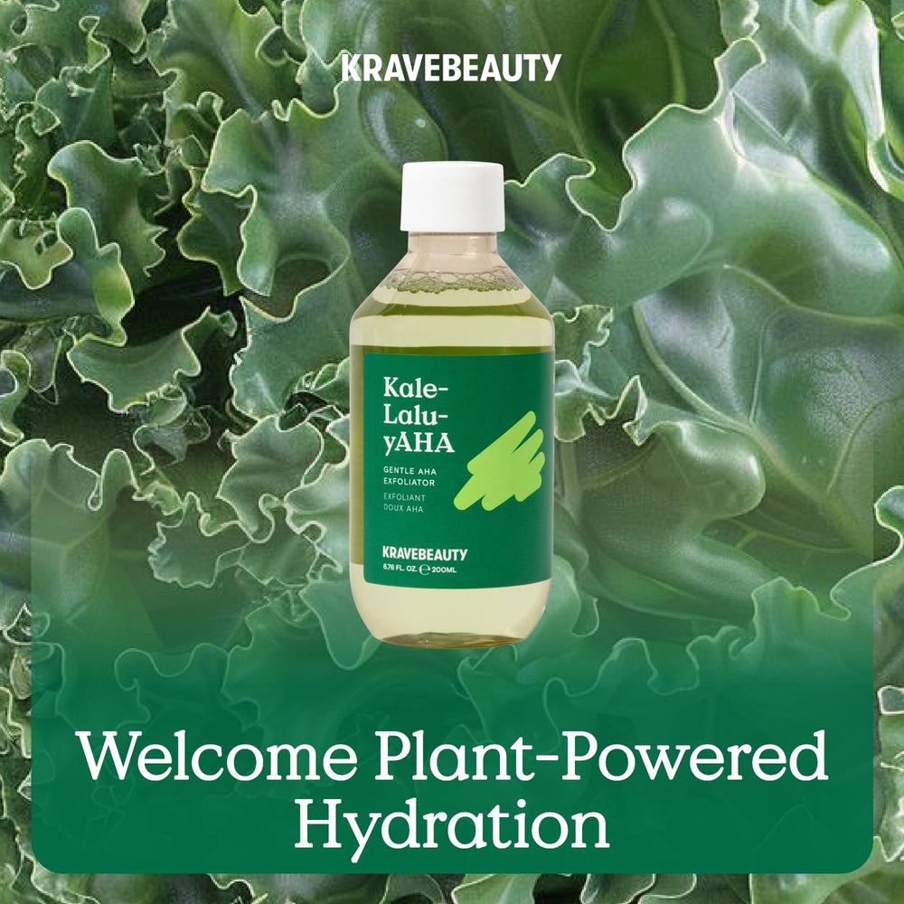 KraveBeauty Kale-Lalu-yAHA packaging recyclable emphasizes eco friendly skincare.