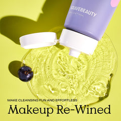 KraveBeauty Makeup Re-Wined application on dry skin demonstrates massage-friendly cleansing.
