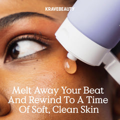 KraveBeauty Makeup Re-Wined emulsification shows milky oil transition for easy rinse.