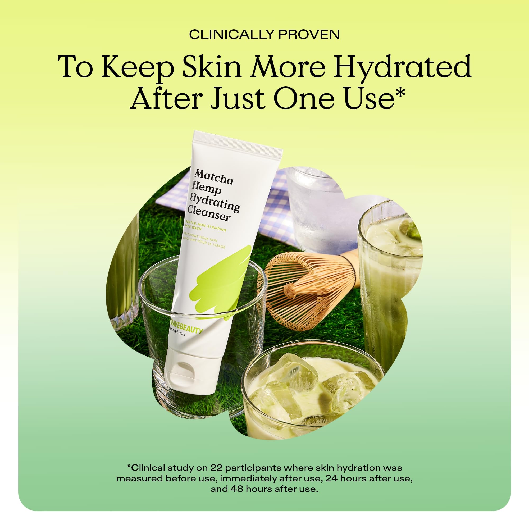 KraveBeauty Matcha Hemp Hydrating Cleanser being applied in routine suggests morning cleansing ritual.