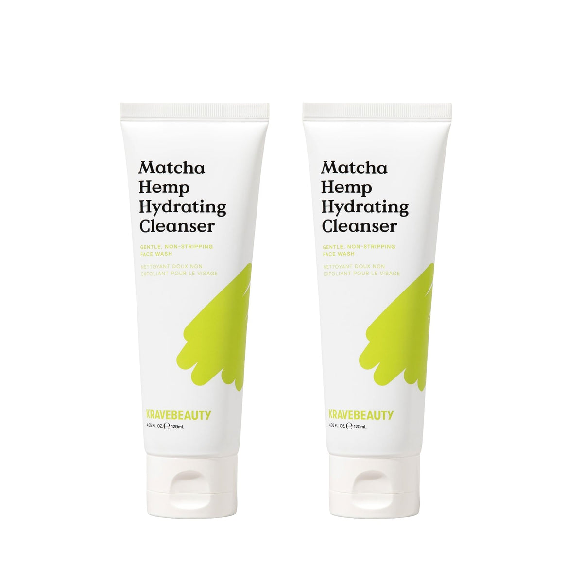 KraveBeauty Matcha Hemp Hydrating Cleanser duo packshot highlights vegan daily cleanser for hydrated skin