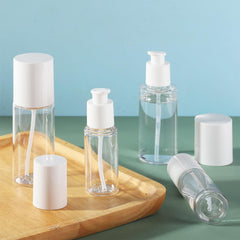 KREMORV clear lotion bottles with transparent body for quick content checks.