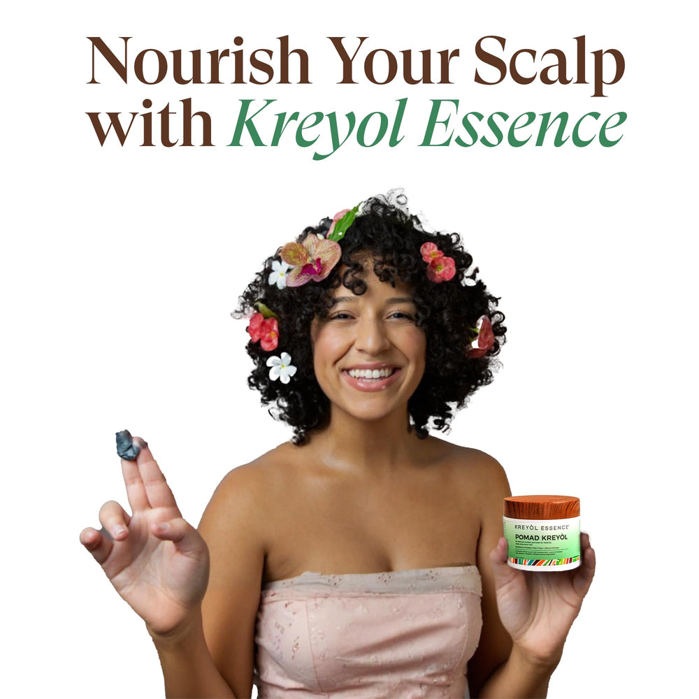 KREYÒL ESSENCE aloe vera soothing scalp and strengthening strands.