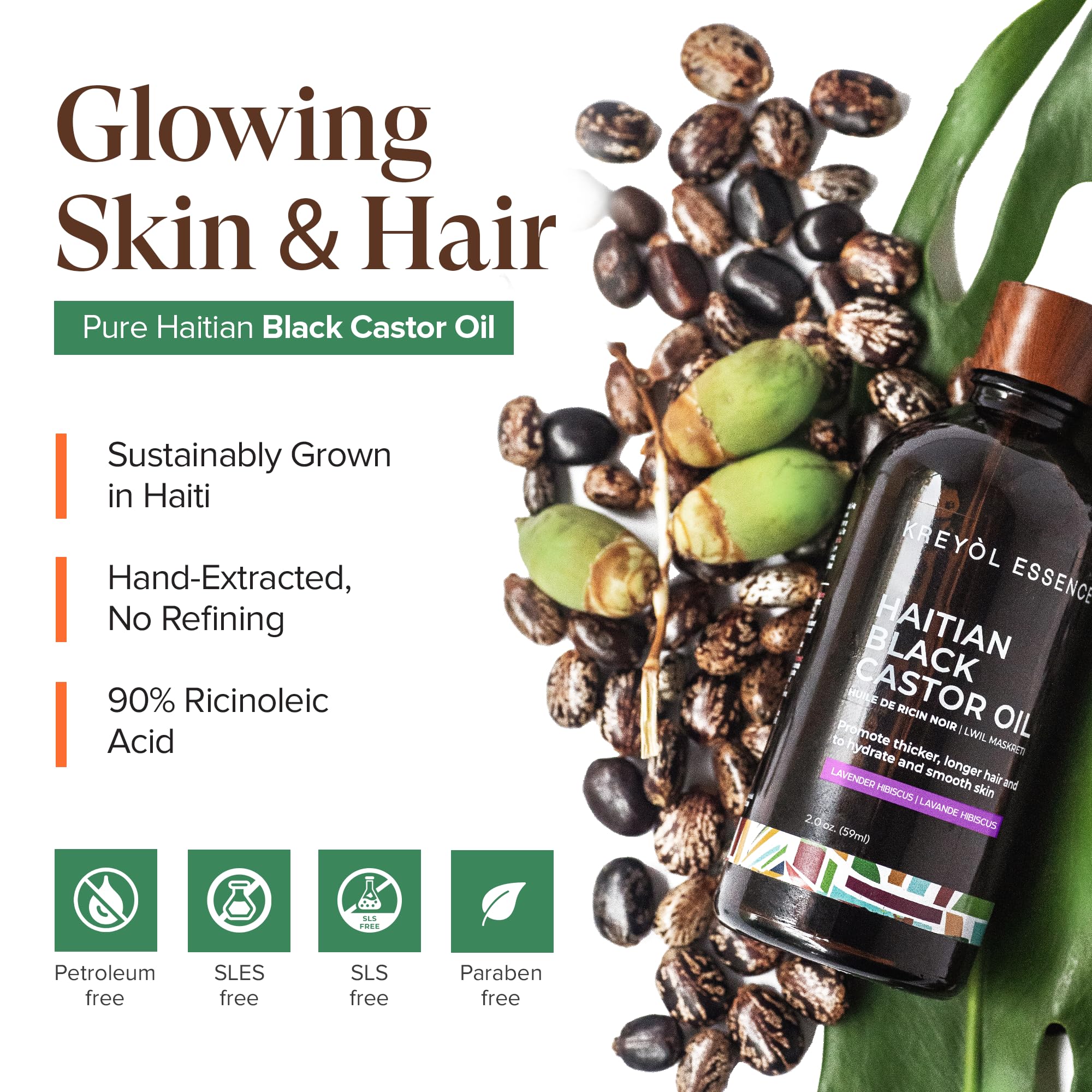 Kreyol Essence natural humectant shine on hair and skin with daily use.