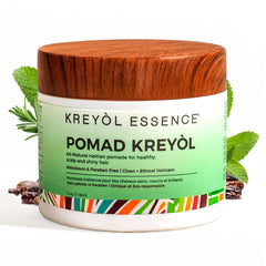 KREYÒL ESSENCE scalp care pomad detox bottle for rosemary peppermint benefits.