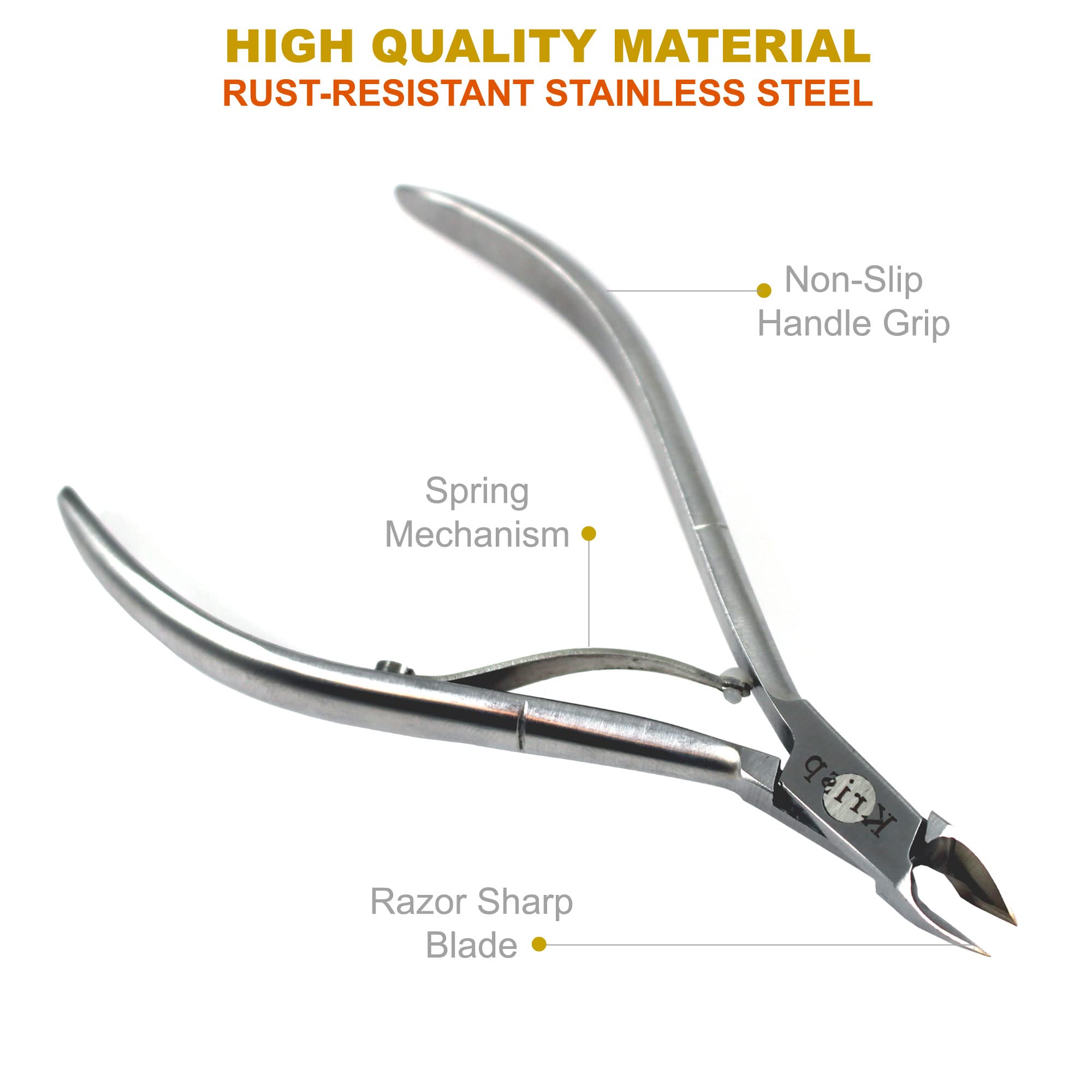 Krisp Beauty Cuticle Nippers stored in plastic pouch for clean organization.