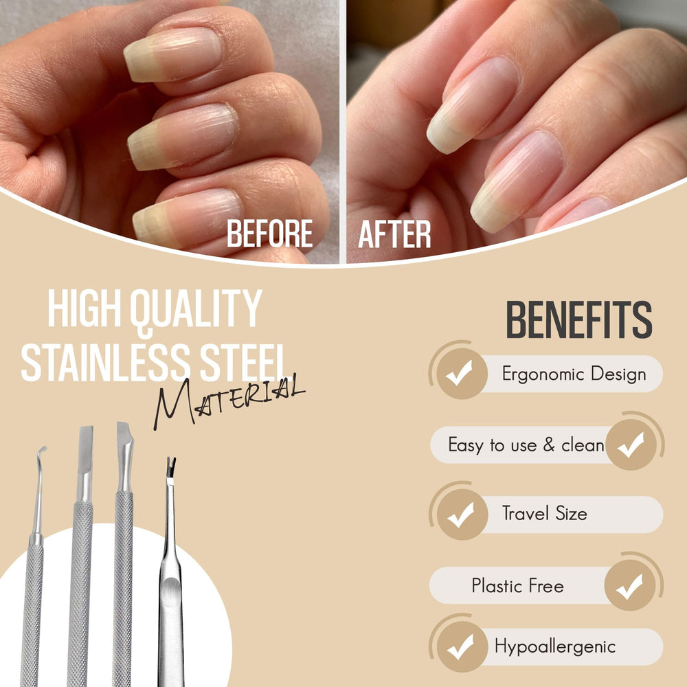 Krisp Beauty nail cleaner scraper removes debris beneath nails with ease