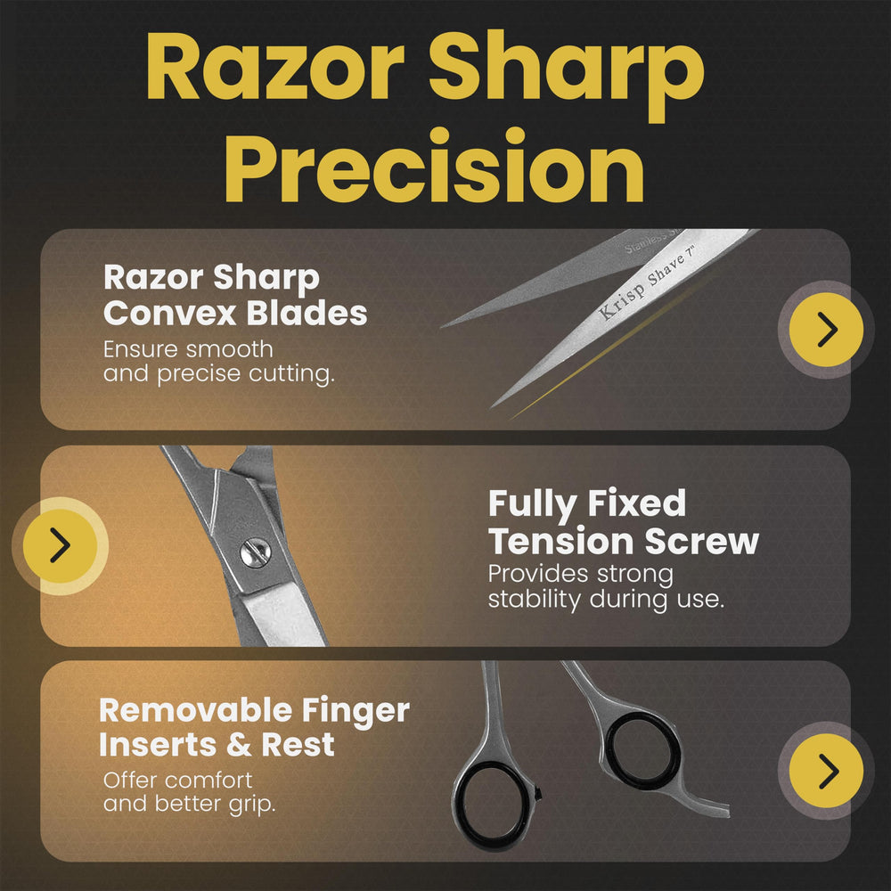 Krisp Shave versatile scissors for men, women, kids, and pets.