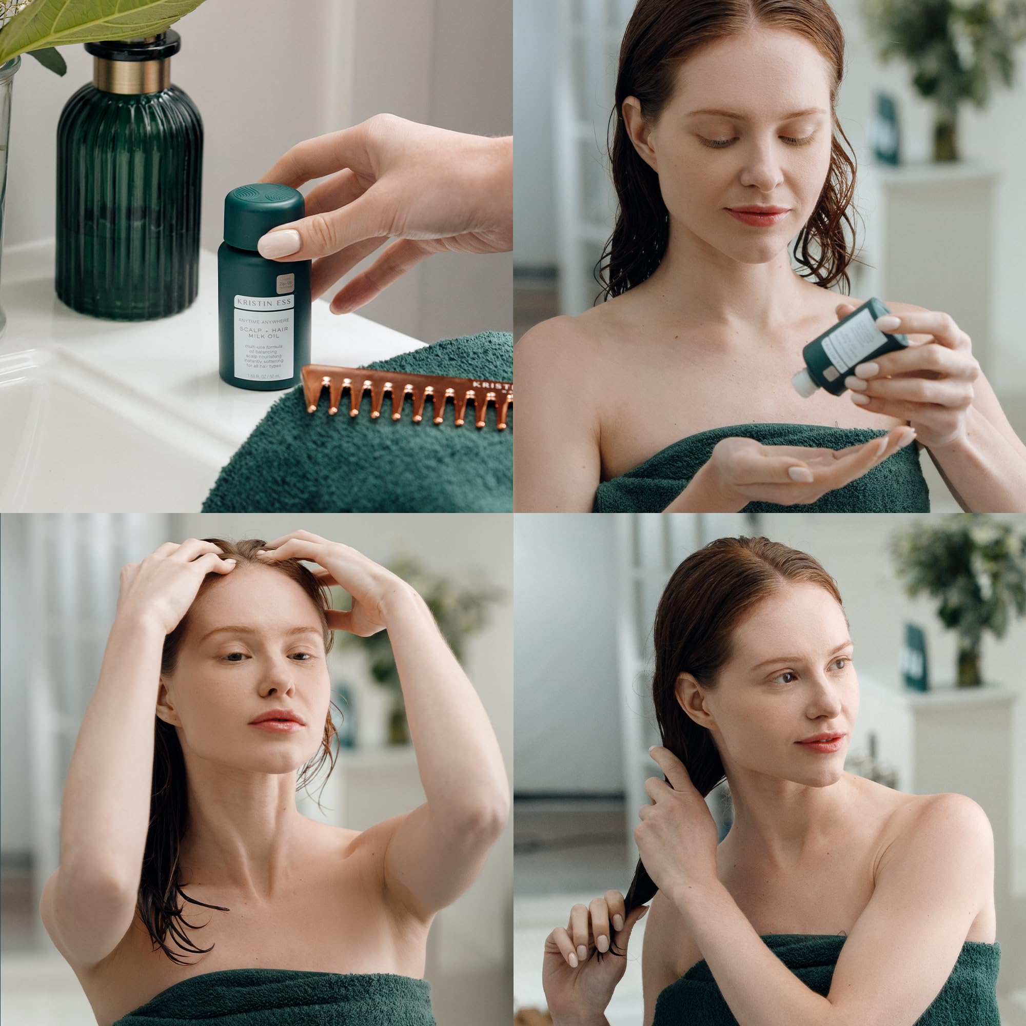 Kristin Ess Anytime Anywhere coconut and jojoba oil blend nourishes hair