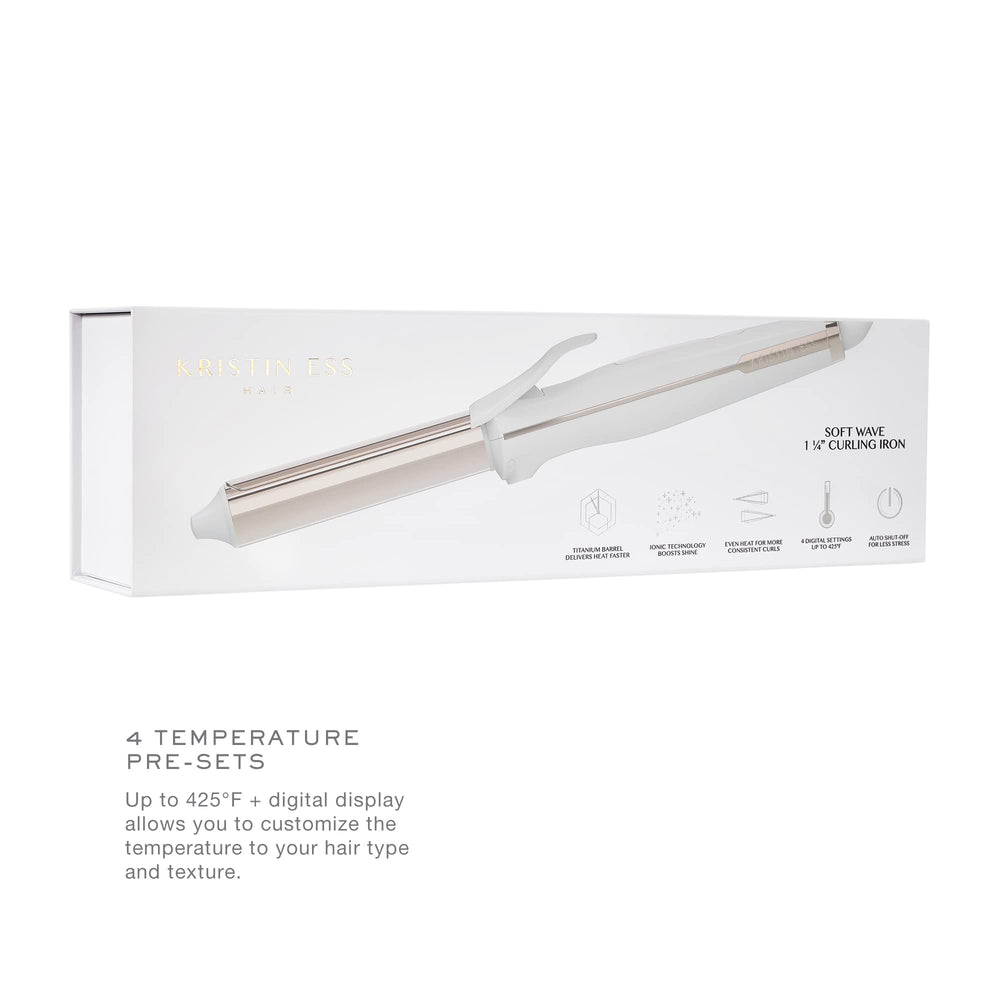 Kristin Ess Hair 1-1-4 titanium curling iron rapid heat technology for quick curls.