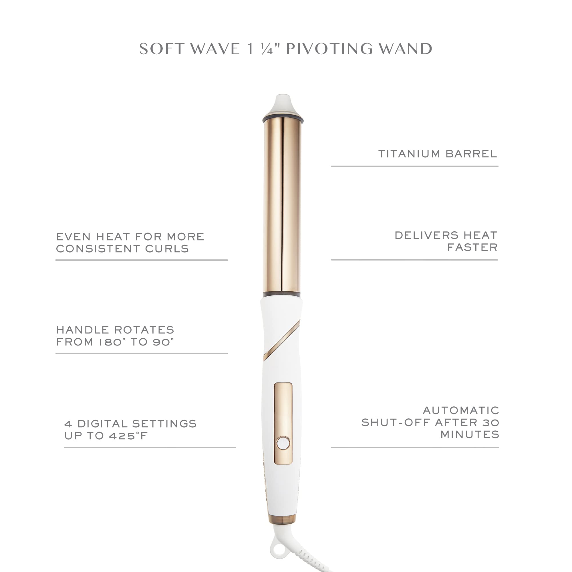Kristin Ess Hair rotate-handle curling wand showing 90-degree angle for easier styling