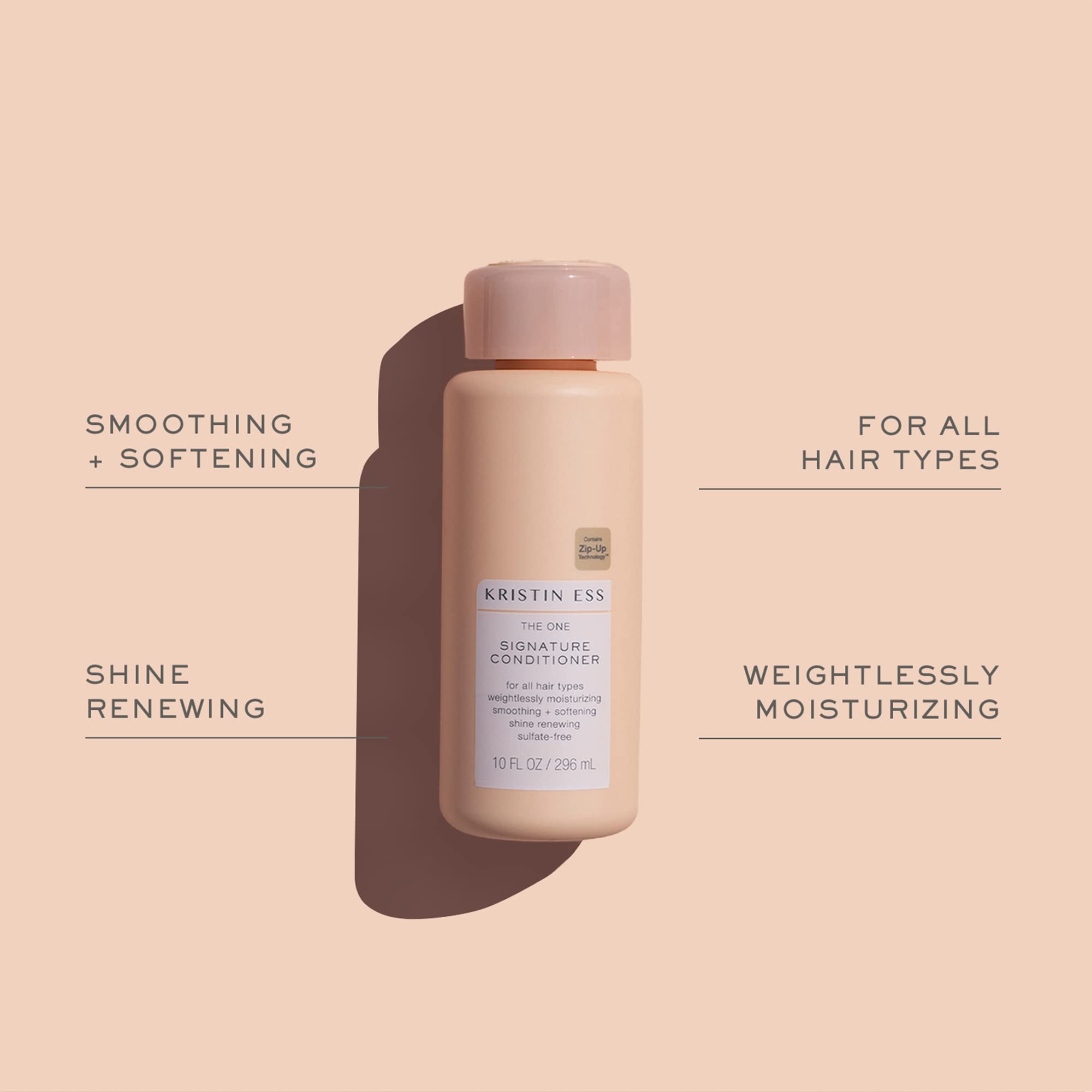 Kristin Ess Signature Set packaging highlights vegan, paraben-free salon care for all hair types.