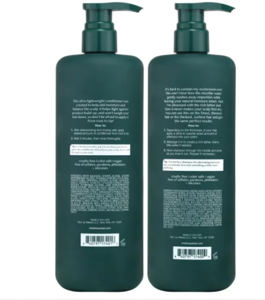 Kristin Ess Ultra Lightweight Scalp Soothing Conditioner bottle offers lightweight hydration without weighing hair down.