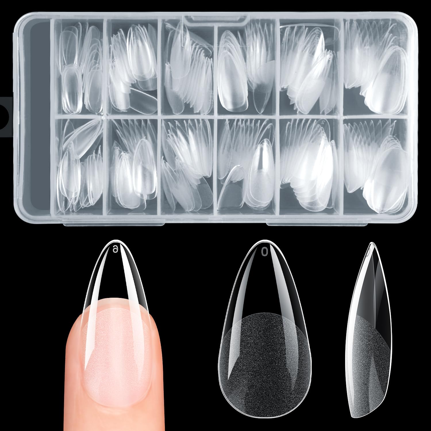 krofaue almond nail tips 240pcs set shows flexible soft gel for salon quality home manicure