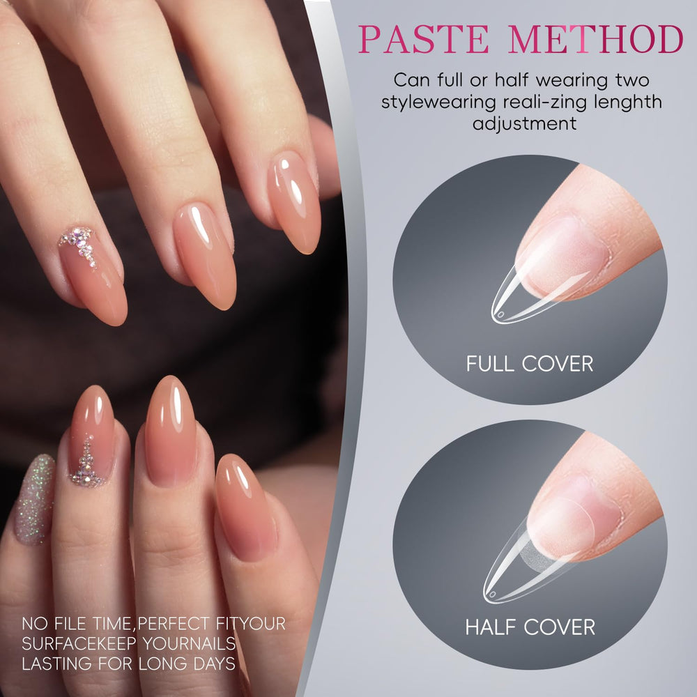 krofaue almond nail tips beveled edge supports easy precise application