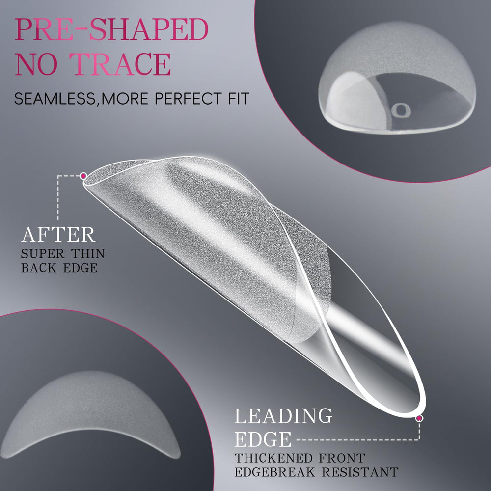 krofaue almond nail tips half matte surface enhances bond for durable wear