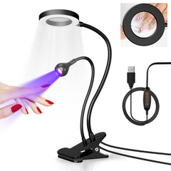 krofaue dual-headed uv nail lamp with 6x magnifier for precise gel nails at home