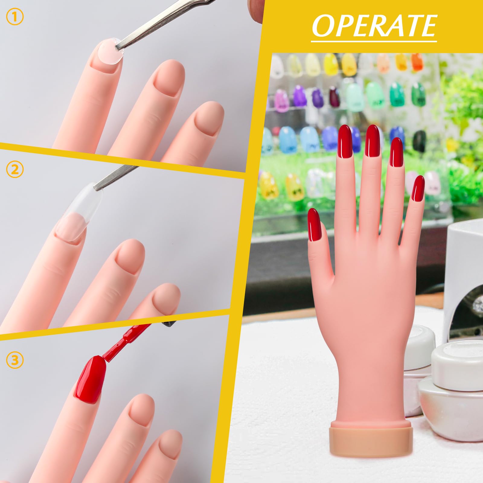 krofaue nail practice hand art demo displays designs on a reusable trainer