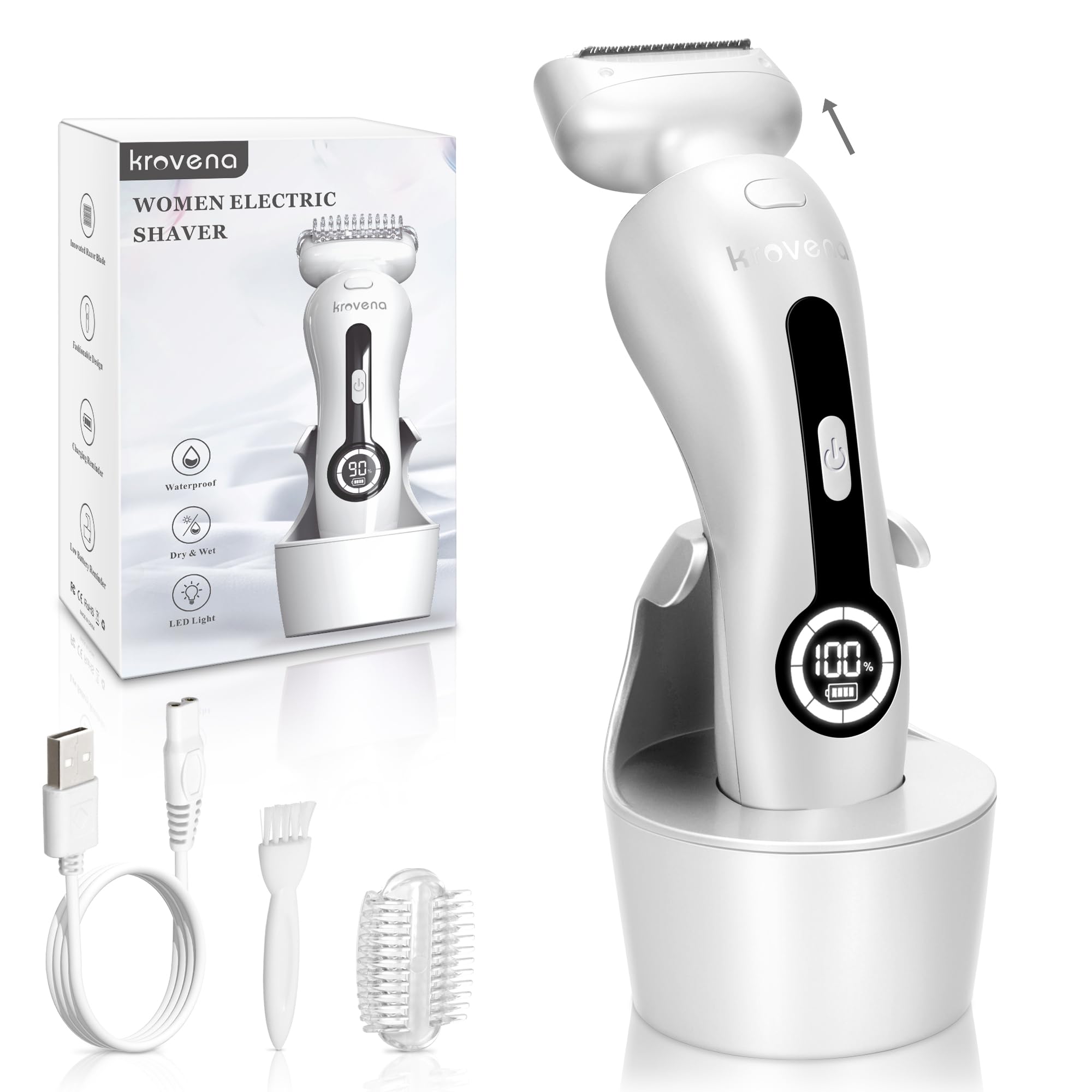Krovena electric razor detachable head for easy cleaning and maintenance